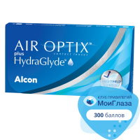 Air Optix Plus HydraGlyde (6 линз) с раствором Opti-Free Puremoist (120 мл)